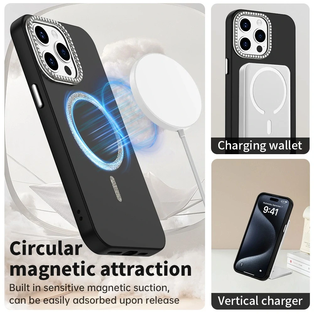 Kryt na iPhone 15 Pro s podporou MagSafe Diamond černý