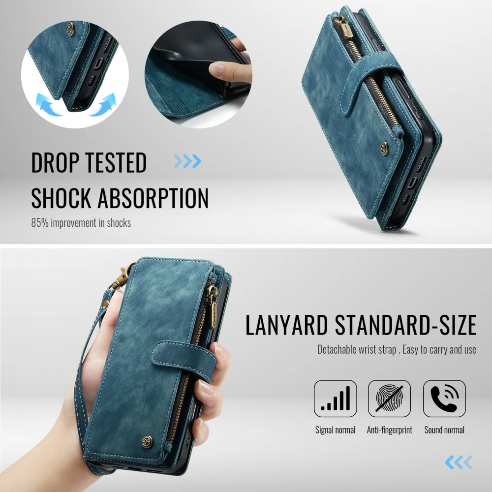 Pouzdro pro iPhone 17 Pro CASEME Luxury Double Layer modré