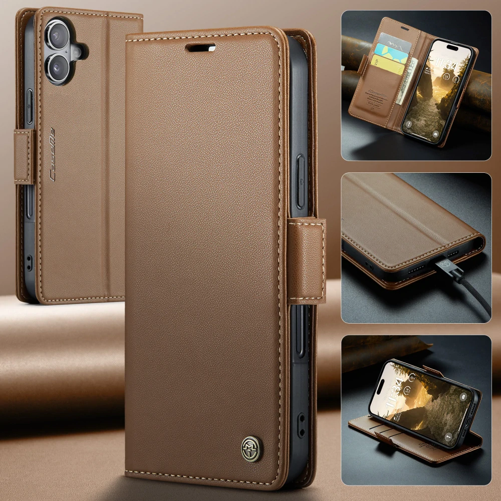 Pouzdro na iPhone 17 CASEME Smooth hnědé