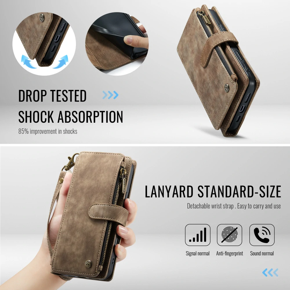 Pouzdro pro iPhone 17 CASEME Luxury Double Layer hnědé