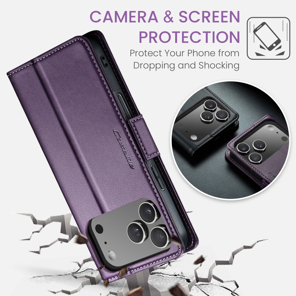 Pouzdro na iPhone 17 Pro Max CASEME Smooth fialové