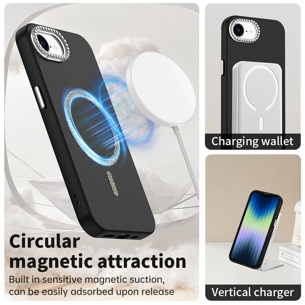 Kryt na iPhone 16E s podporou MagSafe Diamond černý