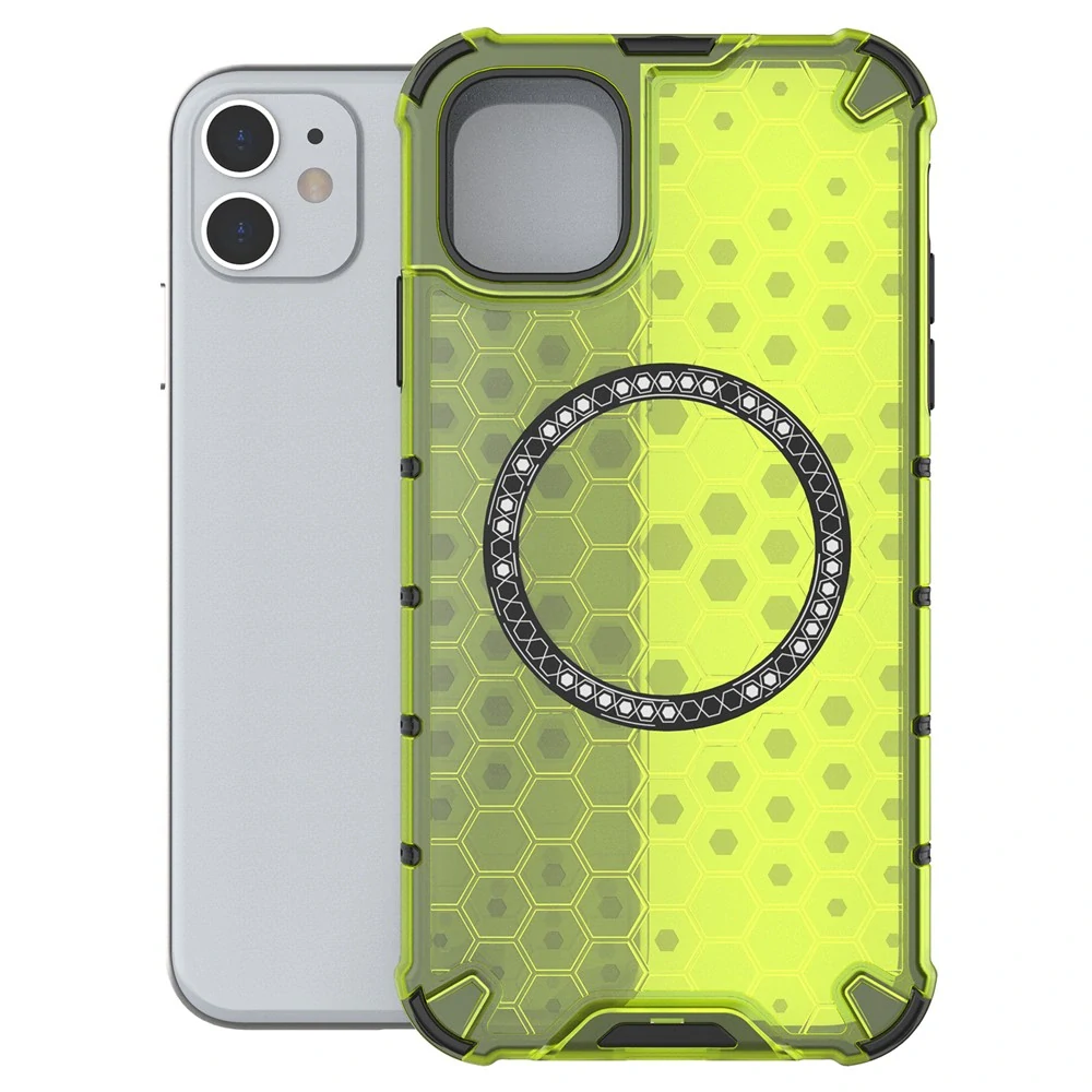 Kryt na iPhone 11 odolný Honeycomb s podporou Magsafe zelený