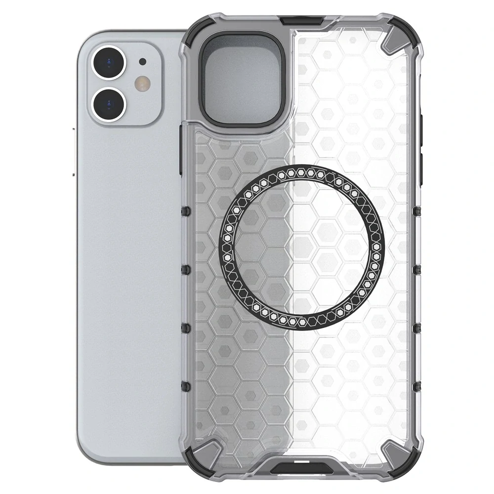 Kryt na iPhone 11 odolný Honeycomb s podporou Magsafe čirý