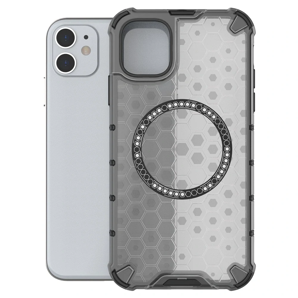 Kryt na iPhone 11 odolný Honeycomb s podporou Magsafe šedý