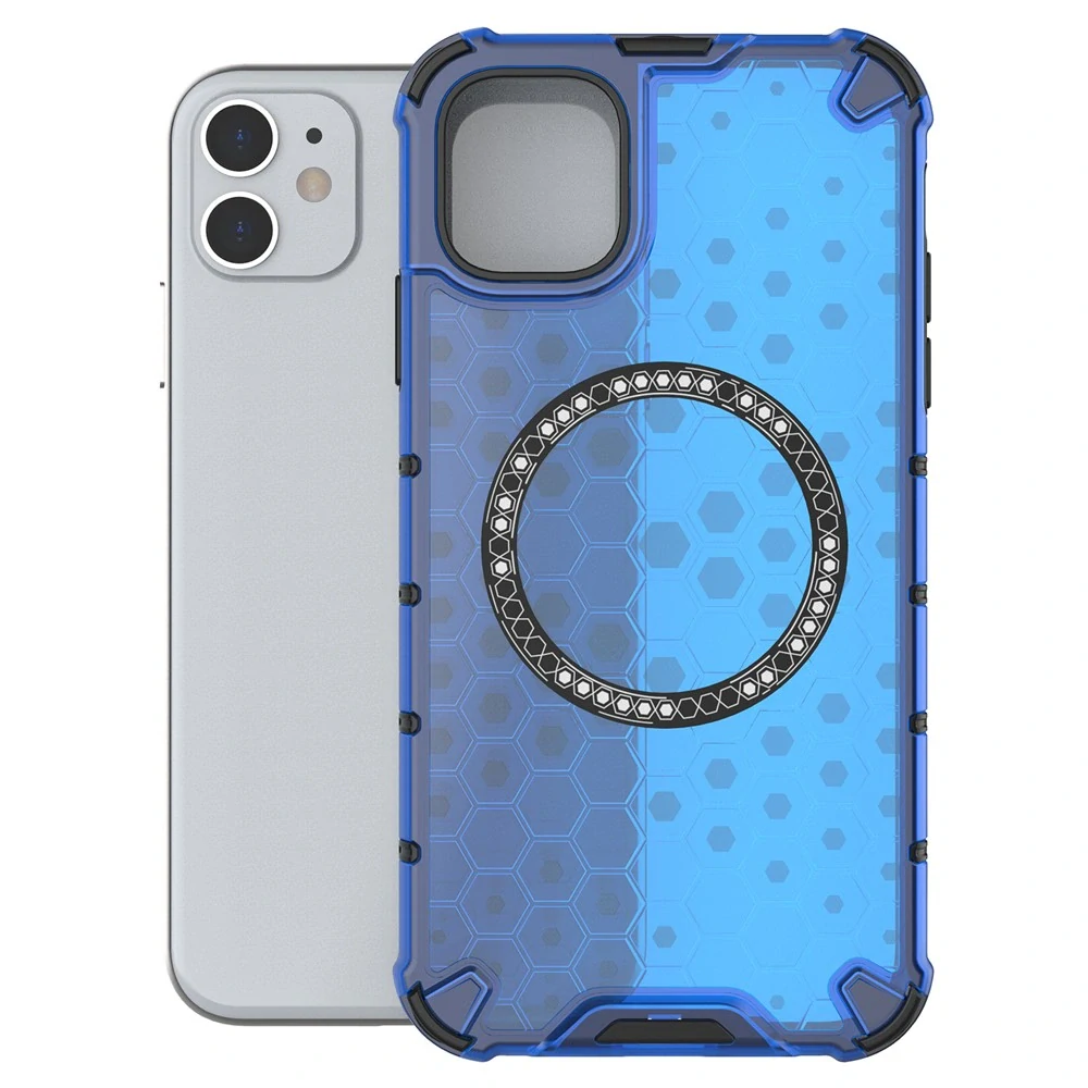 Kryt na iPhone 11 odolný Honeycomb s podporou Magsafe modrý
