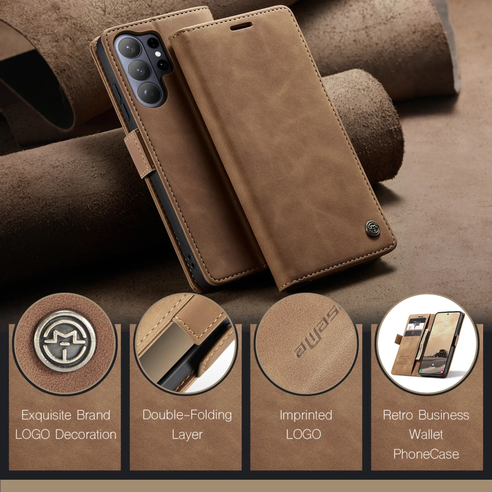 Pouzdro na Samsung Galaxy S26 Ultra CASEME světle hnědé