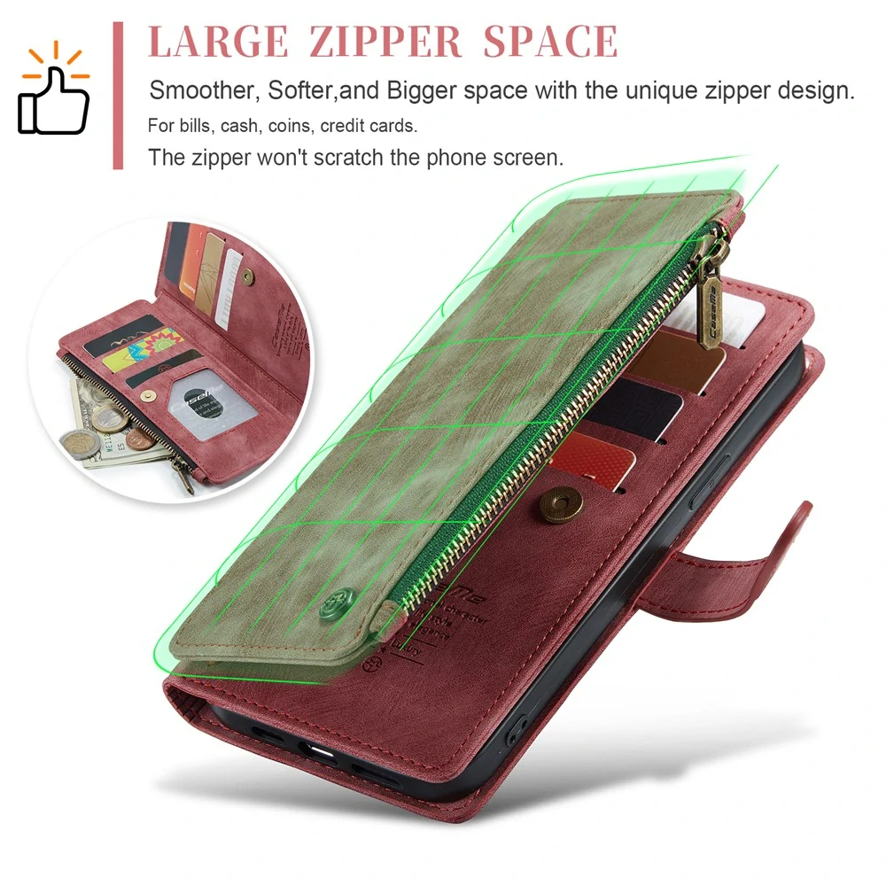 Pouzdro pro iPhone 16 Pro Max CASEME Luxury Double Layer červené