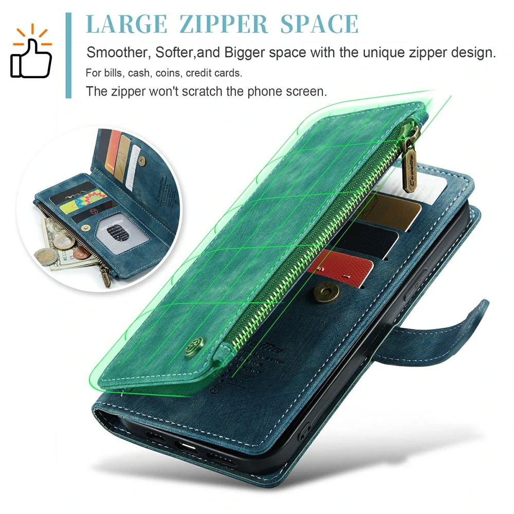 Pouzdro pro iPhone 16 Pro Max CASEME Luxury Double Layer modré