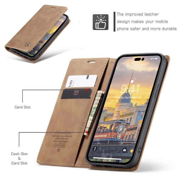 Pouzdro CASEME pro iPhone 14 Pro hnědé
