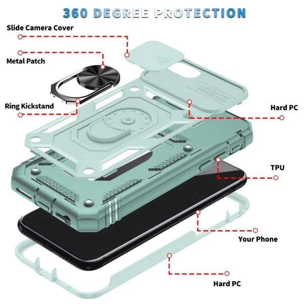 Kryt na iPhone 7 / 8 / SE 2020 / SE 2022 odolný s krytkou na fotoaparát světle modrý