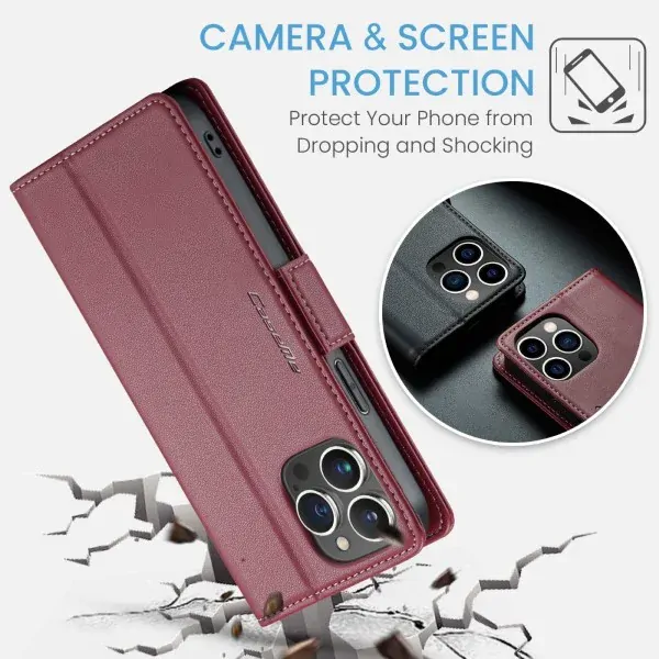Pouzdro na iPhone 14 Pro Max CASEME Smooth červené