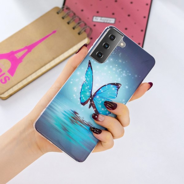 Kryt na Samsung Galaxy S21 svítící Motýl a hvězdy