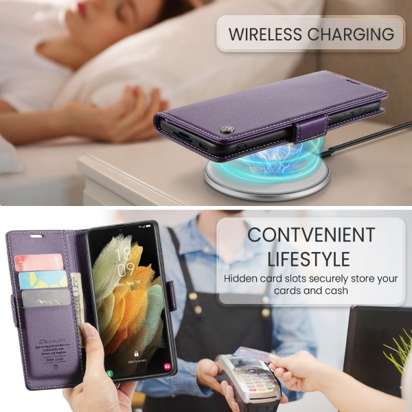 Pouzdro na Samsung Galaxy S21 Ultra CASEME smooth fialové