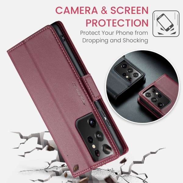 Pouzdro na Samsung Galaxy S21 Ultra CASEME smooth červené