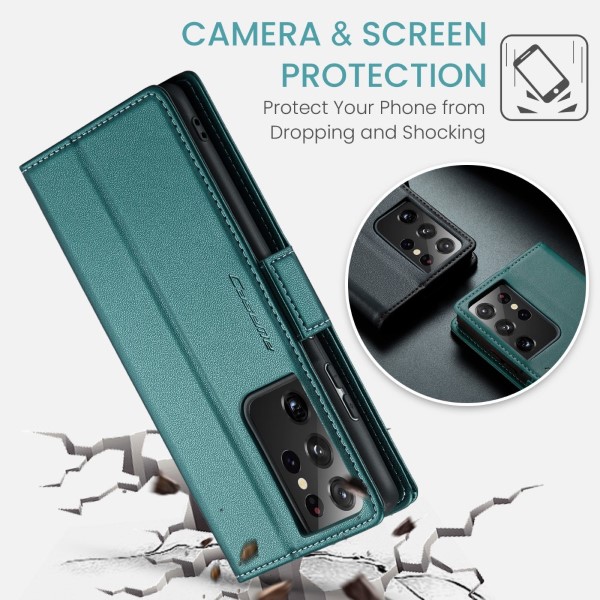 Pouzdro na Samsung Galaxy S21 Ultra CASEME smooth zelené