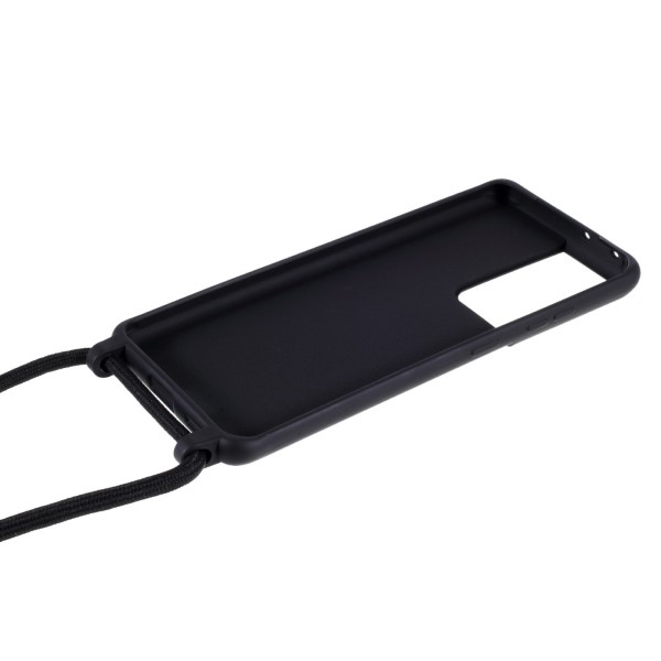 Kryt na Samsung Galaxy S21 Ultra gumový se šňůrkou na krk černý