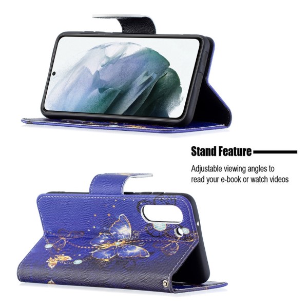 Pouzdro na Samsung Galaxy S21 FE Motýl fialové