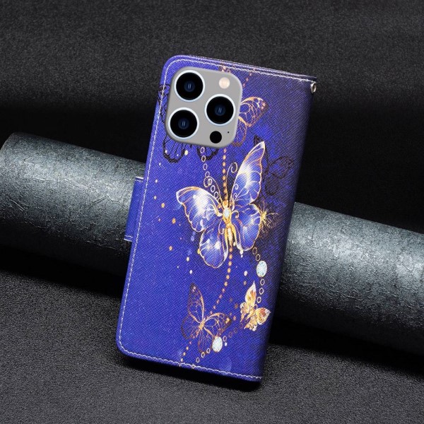Pouzdro na iPhone 14 Pro Max Motýl fialové