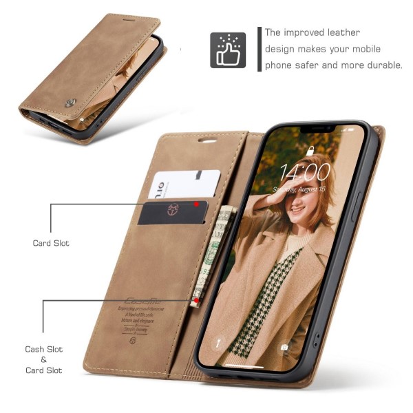 Pouzdro na iPhone 13 Pro Max CASEME světle hnědé