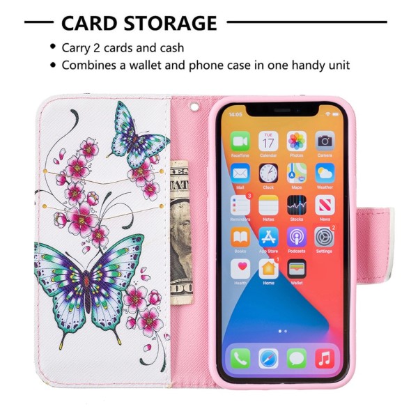 Pouzdro pro iPhone 13 Mini Motýl bílé