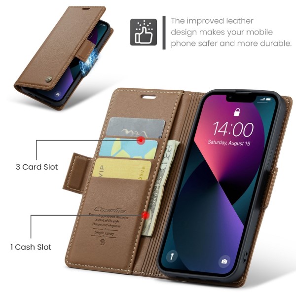 Pouzdro na iPhone 14 Plus CASEME smooth hnědé