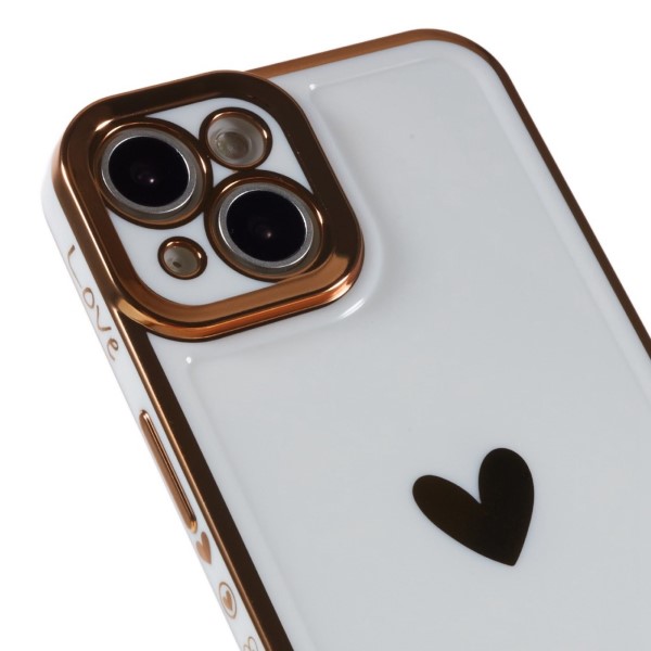 Kryt na iPhone 14 Plus Electroplated srdíčko bílý