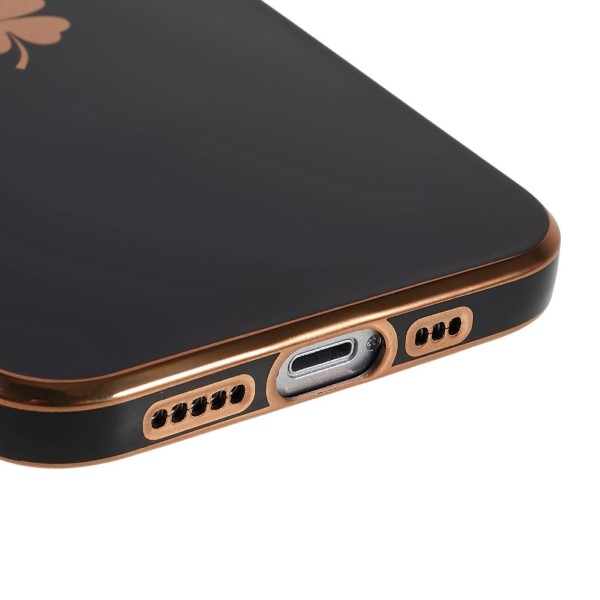 Kryt na iPhone 14 Plus Electroplated čtyřlístek černý