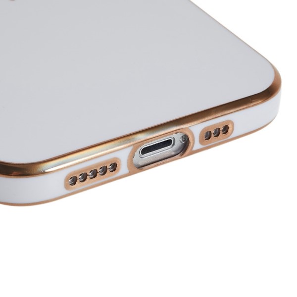 Kryt na iPhone 14 Plus Electroplated čtyřlístek bílý