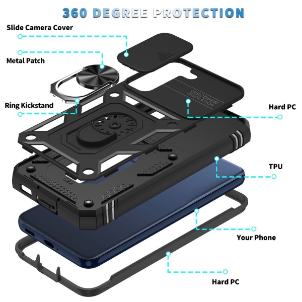 Kryt na Samsung Galaxy S22 odolný s krytkou na fotoaparát černý