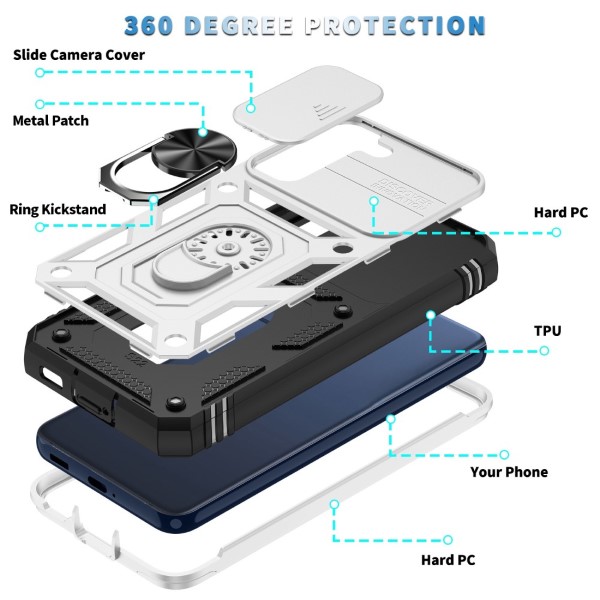 Kryt na Samsung Galaxy S22 odolný s krytkou na fotoaparát bílý