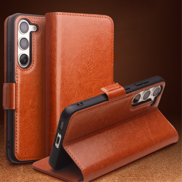 Pouzdro kožené QIALINO na Samsung Galaxy S22 světle hnědé