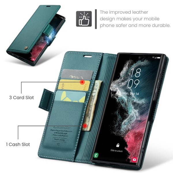 Pouzdro na Samsung Galaxy S22 Ultra CASEME smooth zelené