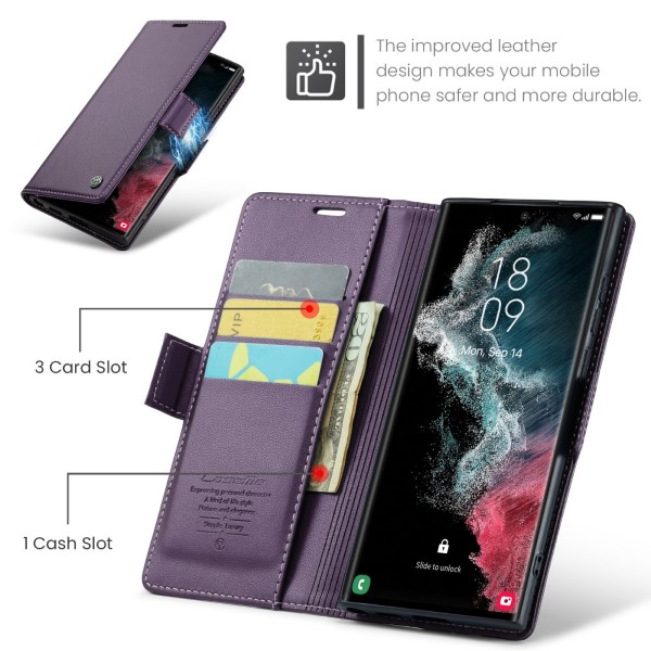 Pouzdro na Samsung Galaxy S22 Ultra CASEME smooth fialové