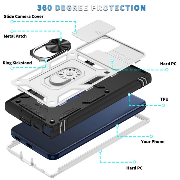 Kryt na Samsung Galaxy S22 Ultra odolný s krytkou na fotoaparát bílý