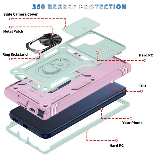 Kryt na Samsung Galaxy S22 Ultra odolný s krytkou na fotoaparát růžový