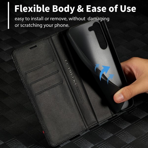 Pouzdro na Samsung Galaxy S23 LC.IMEEKE Carbon horizontal černé