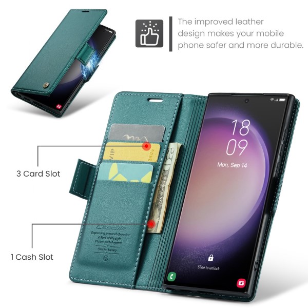 Pouzdro na Samsung Galaxy S23 Ultra CASEME smooth zelené