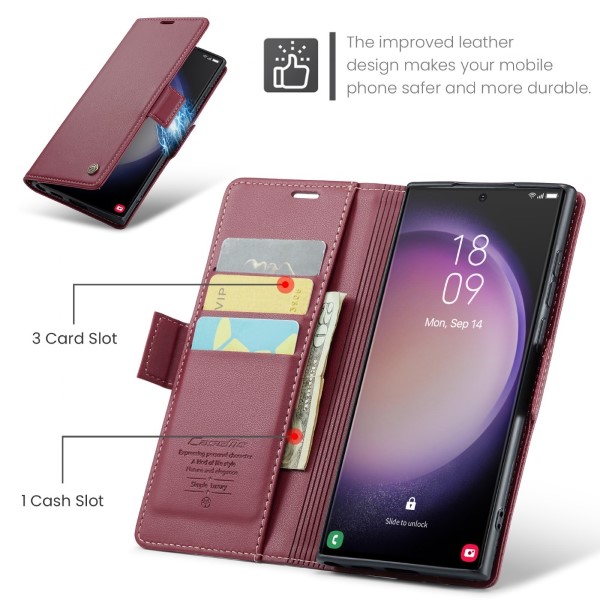 Pouzdro na Samsung Galaxy S23 Ultra CASEME smooth červené