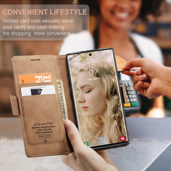 Pouzdro na Samsung Galaxy S23 Ultra CASEME světle hnědý
