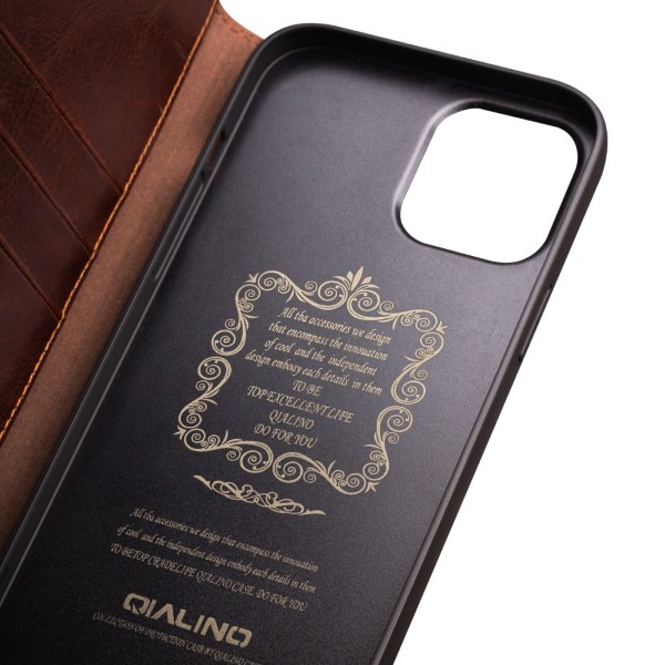 Pouzdro kožené QIALINO na iPhone 13 Pro Max hnědé