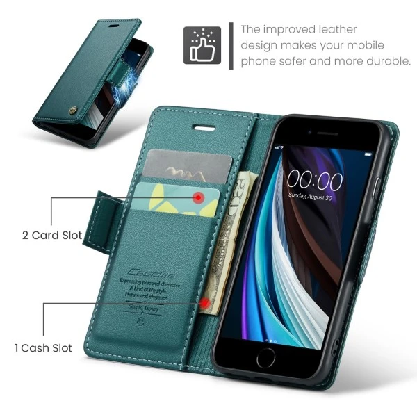 Pouzdro CASEME pro iPhone 7 / 8 / SE (2020/2022) Smooth zelené