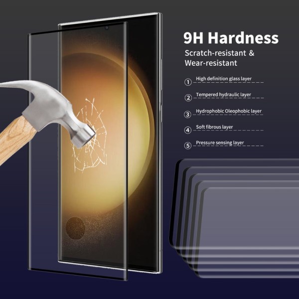 Tvrzené sklo na Samsung Galaxy S23 Ultra (podpora odemykání otiskem prstu) černé