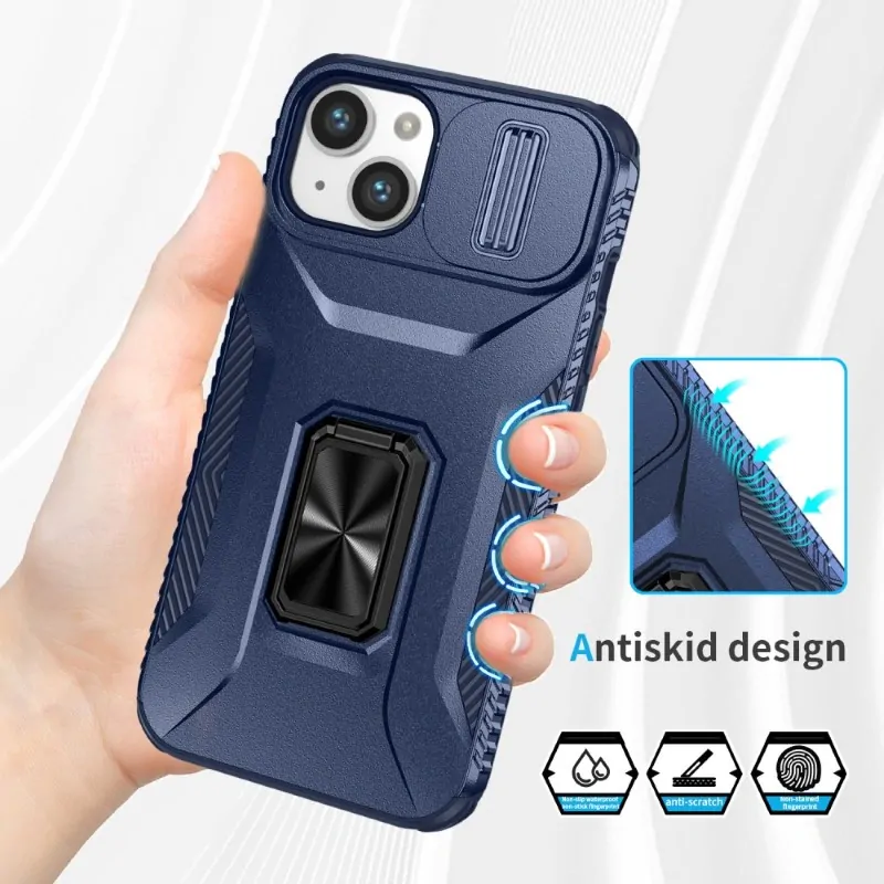Kryt na iPhone 13 odolný s krytkou na fotoaparát modrý