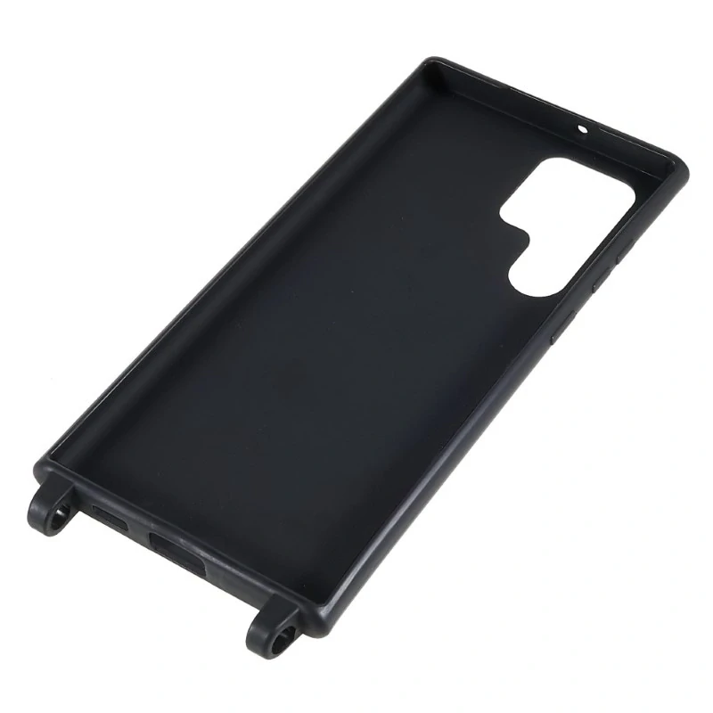 Kryt na Samsung Galaxy S22 Ultra gumový se šňůrkou na krk černý