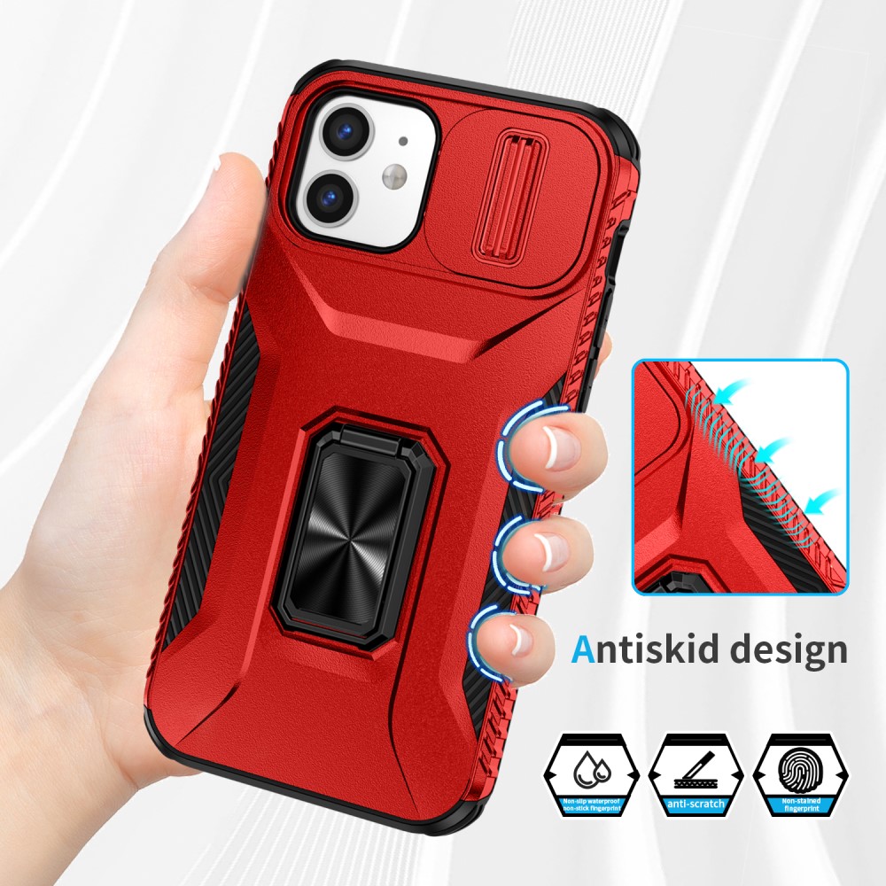 Kryt na iPhone 12 / 12 Pro odolný s krytkou na fotoaparát červený