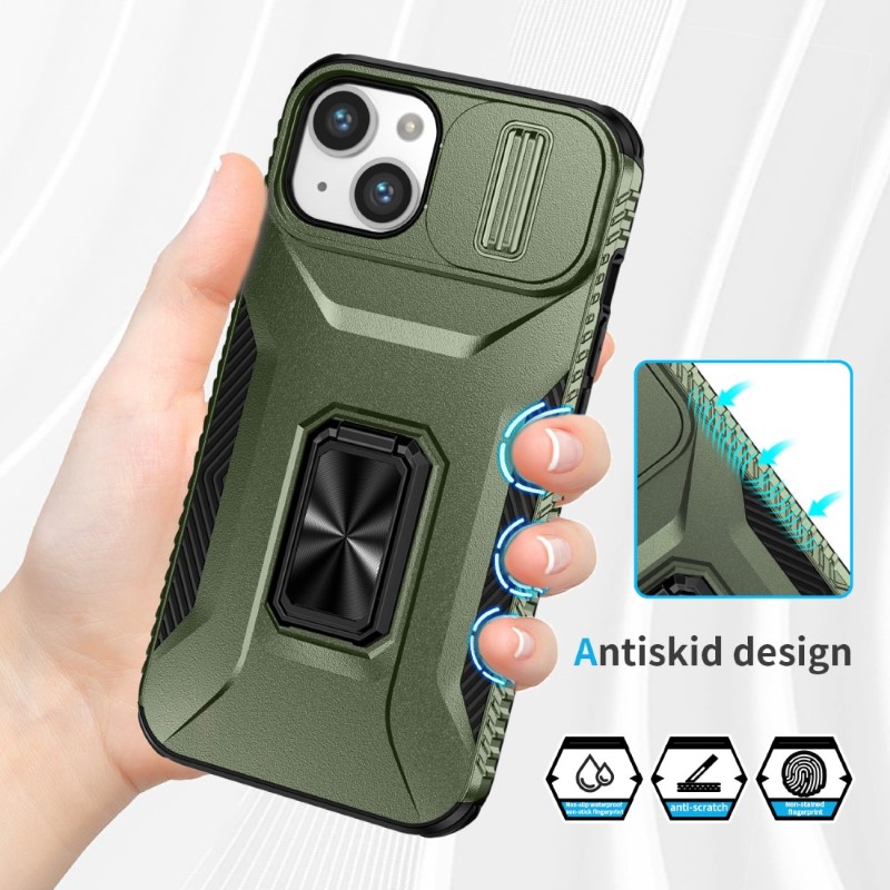 Kryt na iPhone 15 odolný s krytkou na fotoaparát zelený
