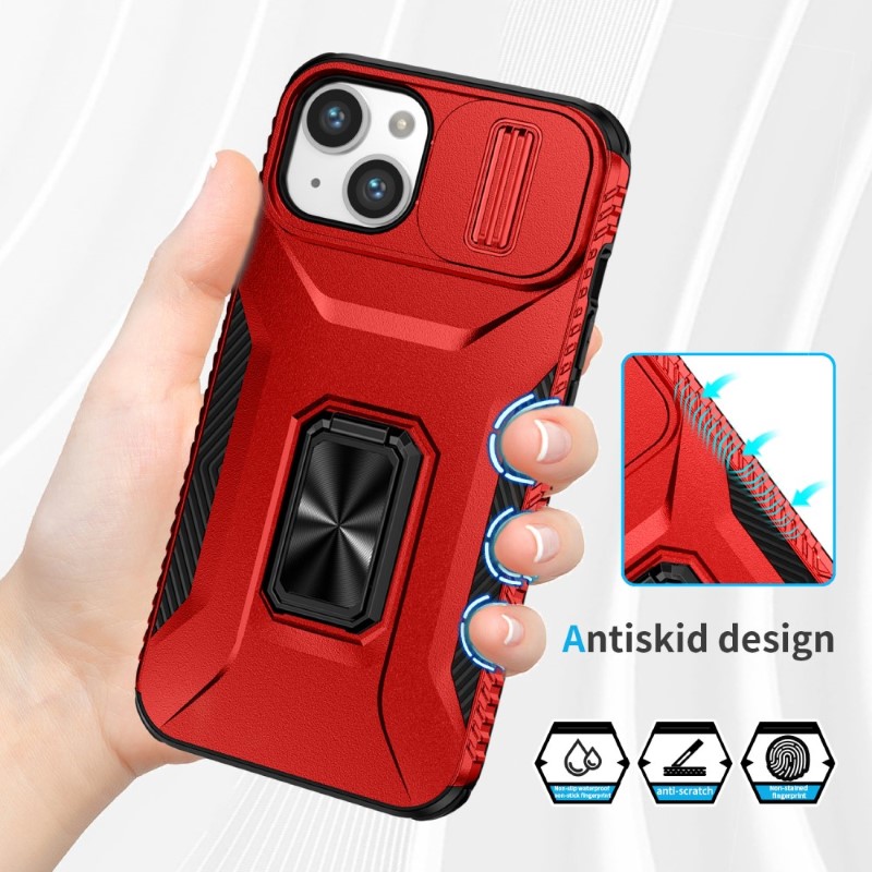 Kryt na iPhone 15 odolný s krytkou na fotoaparát červený