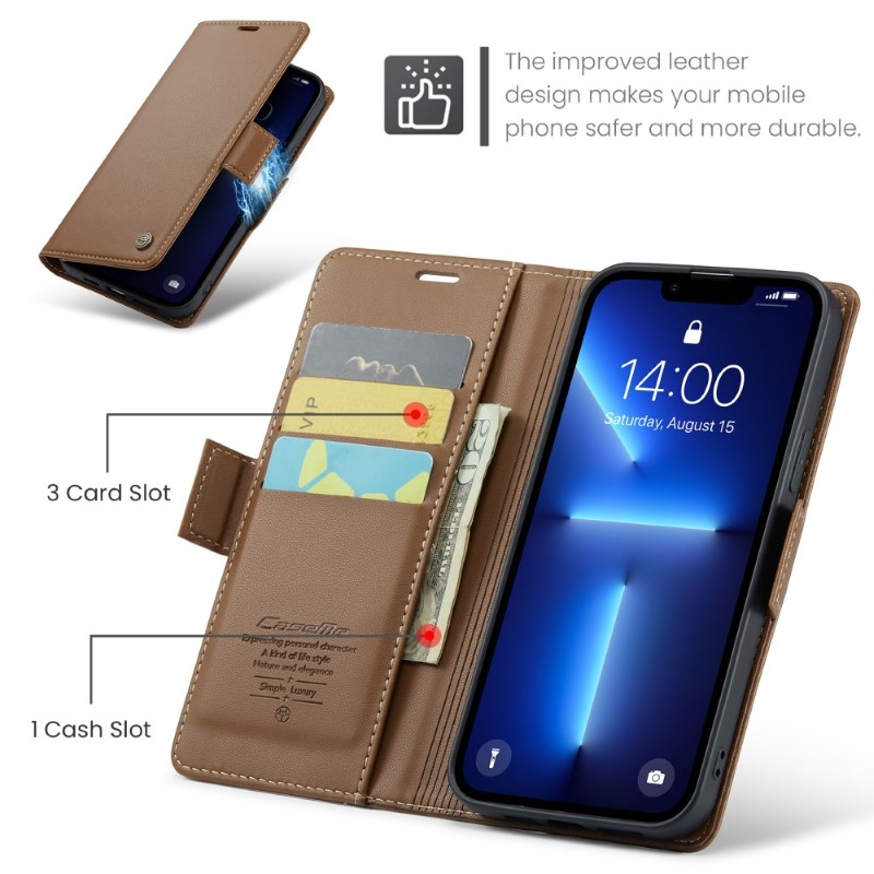 Pouzdro na iPhone 13 Pro CASEME smooth hnědé