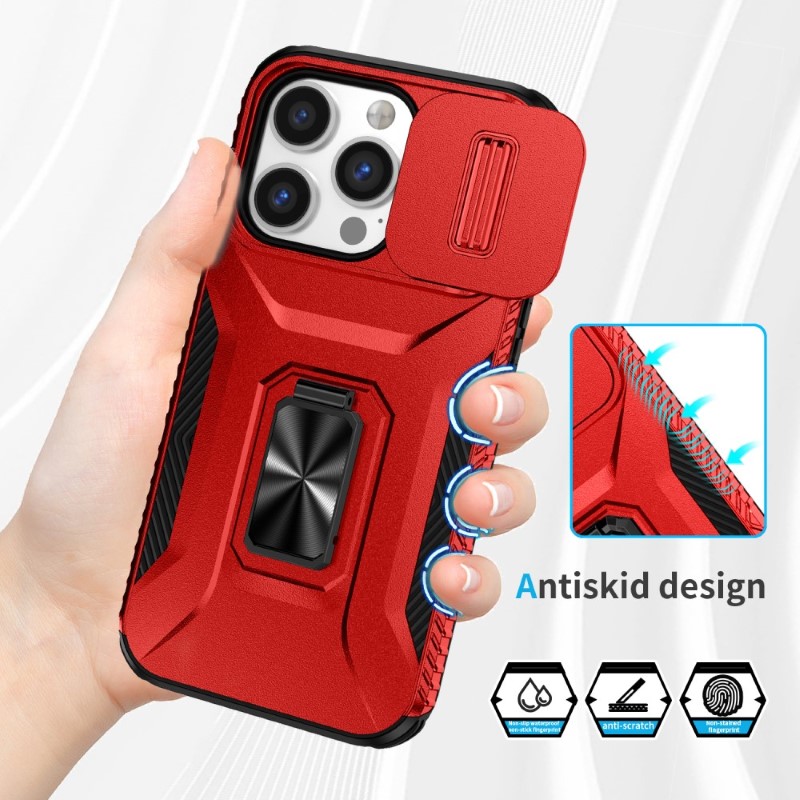 Kryt na iPhone 13 Pro odolný s krytkou na fotoaparát červený